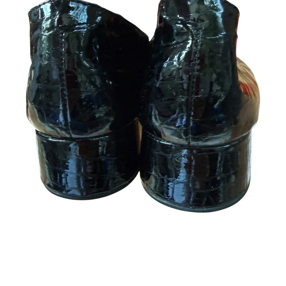 Nordstrom patent leather croc Mary Jane wedges 8 black